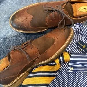 Ecco | Shoes | Ecco Brown Leather Oxford Shoes With Brogue  display picture 3